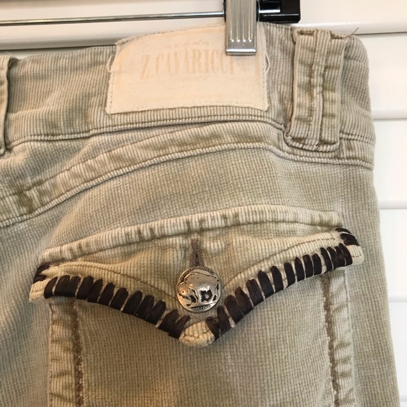 Vintage Boho Corduroy Jeans with Leather Trim - Picture 2 of 8